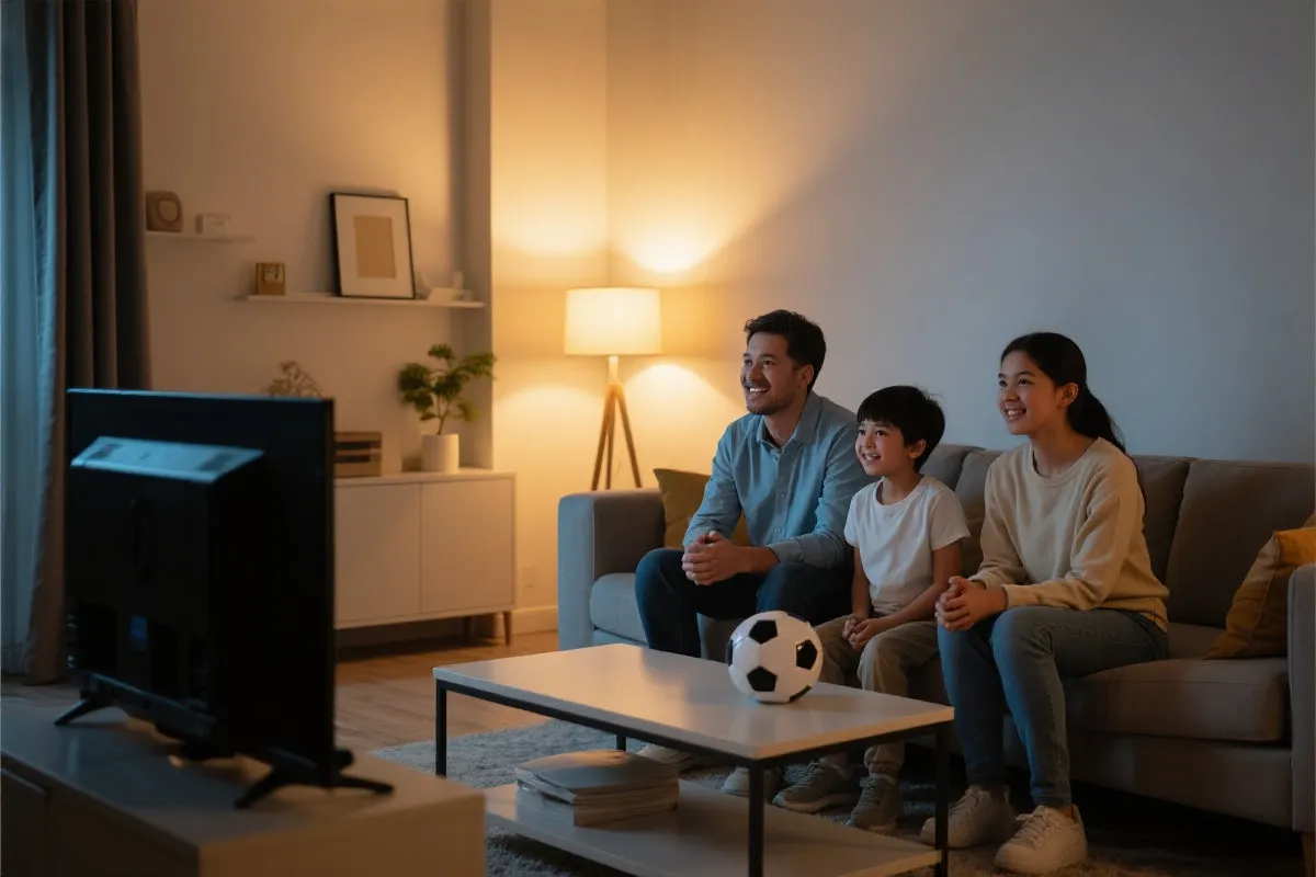 客厅电视观看世界杯示意